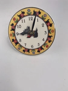 Mary Engelbreit Scottie Dog Henry Keramik Uhr - 4 1/2" - ** siehe Beschreibung ** - Bild 1 von 3