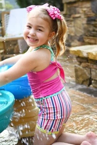 NWT Wildflowers Clothing La La Land Kiddy Pool Pink One Piece Swimsuit size 8 - Picture 1 of 5