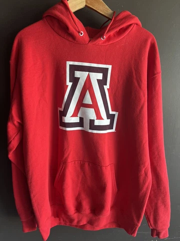 Arizona Wildcats Hoodie Men Large Pull Over Sweater Adult Champion Red Iron On Cover