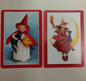 Playing swap Card Pair Cat kitten Dress-up Witches Halloween Modern Wide - Picture 1 of 1