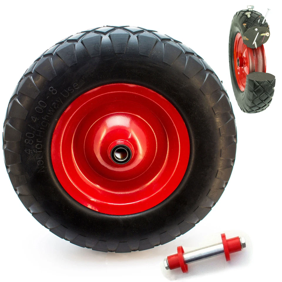 Schubkarrenrad Vollgummi Rad pannensicher Schubkarrenreifen Achse 4.80/4 4.00-8 - Bild 1 von 4