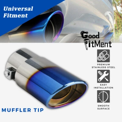 Car Exhaust Pipe Tip Tail Rear Throat Muffler Stainless Steel Accessories Blue - Image 1 of 4