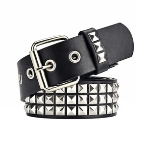 Studded Belt Metal Punk Rock Rivet Belt with Bright Pyramid Studded for Women... - Picture 1 of 7