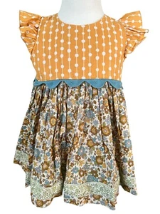 Matilda Jane Platinum Solid Gold Floral Fall Autumn Melsa Top EUC Size 4 # 4/12 - Picture 1 of 4