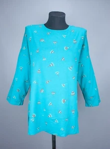 Gudrun Sjoden Womens Blouse Shirt Printed Turquoise Blue Size 38/40 Micro Modal - Picture 1 of 14