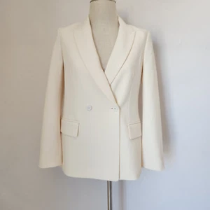 NWoT CLUB MONACO Double-Breasted Blazer Polyester Viscose Ivory Cream Women's 4 - Picture 1 of 16