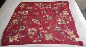 ANNE KLEIN Large Chiffon Silk Scarf - Floral - Red/Multi - 85 x 85 cm - Picture 1 of 5