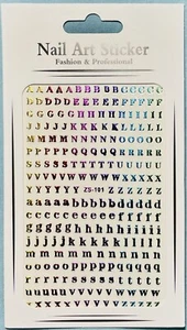 Nail Stickers Art Decal DIY Design 3D Waterproof Colorful Letter Metallic ZS-101 - Picture 1 of 4