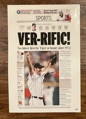 Justin Verlander No-Hitter Poster 2007 Detroit Tigers Signed Autographed PSA COA - Image 1 of 4