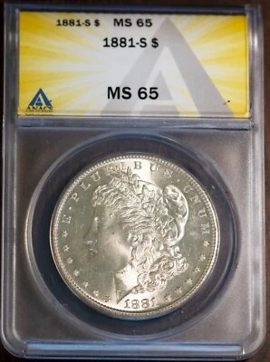1881-S $1 Morgan Silver Dollar MS 65 ANACS New # 7472124  + Bonus - Image 1 of 2