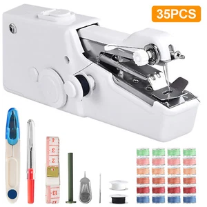 35 Pcs Handheld Sewing Machine Mini Portable Electric Tailor Stitch Home Travel - Picture 1 of 7