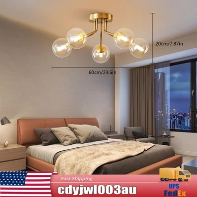 Lámpara Sputnik Gold Flush, 5 luces montaje semi empotrado luz de techo globo Foto 1 de 4