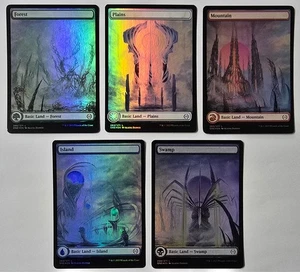 MTG Phyrexia All Will Be One Foil Full Art Lands 5x Total One of Each Color NM - Picture 1 of 7