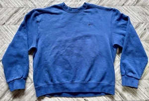 VTG Nike Sweatshirt Boys Medium Blue Swoosh Outdoor Gym Workout Sports Crewneck - Picture 1 of 9