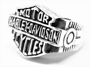 REDUCED MENS CHUNKY HARLEY MOTORCYCLE BIKER RING 925 STERLING SILVER SIZE T * - Picture 1 of 5