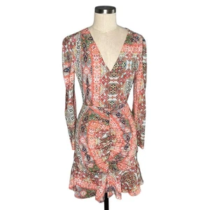 NEVER FULLY DRESSED Hope Mini Dress Colorful Boho Short V-Neck UK Size 8 US S - Picture 1 of 5