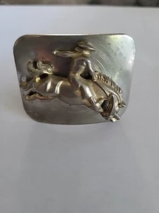 Vintage Metal Belt Buckle RODEO, BRONCO RIDER COWBOY Small 2"×1.5" Unbranded - Picture 1 of 6