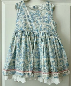 EUC Boutique Sweet Honey Set Kids Blue Floral Dress Tunic Bloomer Set Size 8 - Picture 1 of 6