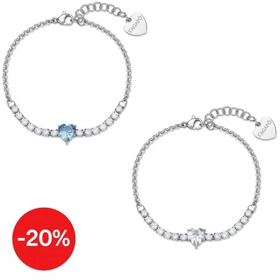 Sagapo Bracciale donna acciaio cuore Celeste Bianco S'agapo Dazzly SDZ151 SDZ152 - Immagine 1 di 3