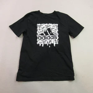 Adidas Shirt Boys Medium 10/12 Short Sleeve Casual Crew Neck Lightweight Black - Picture 1 of 8