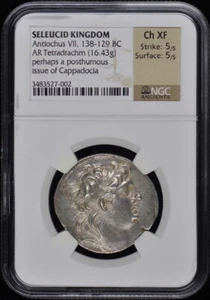 138-129 BC Antiochus VII Seleucid Kingdom AR Tetradrachm NGC CHXF 5/5 - Picture 1 of 2