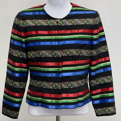 Chaqueta Blazer para Mujer Maggy London 12 Petite Rojo Verde Azul Negro Dorado Rayas Foto 1 de 4