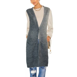 VILA Object Boho Kuschelige Alpaka Wolle Strickweste Long Weste NEU Gr.36 38 - Picture 1 of 3