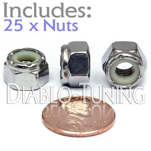 1/4-28 NE - Qty 25 - Nylon Insert Hex Lock Nut SAE UNF - A2 Stainless Steel 18-8 - Picture 1 of 2