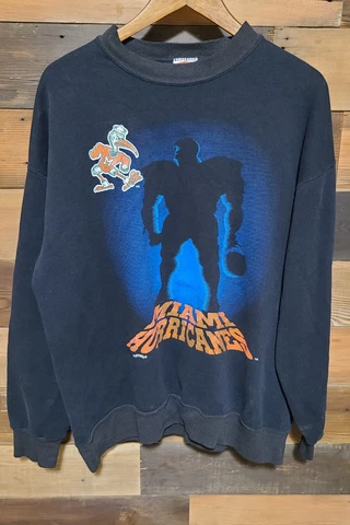 Vtg Miami Hurricanes Pullover Crewneck Sweatshirt 90's Nutmeg XL NCAA Football Cover