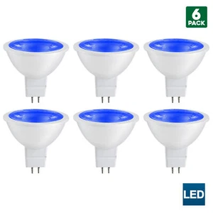 Sunlite MR16 Blue LED Bulb, 12 Volt, 3W, GU5.3 Base, 25W Equivalent (6 Pack) - Picture 1 of 3