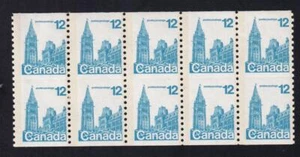 Canada 1977 Parliament 12¢, MNH coil horizontal imperf pane of 10, sc#729a - Picture 1 of 1