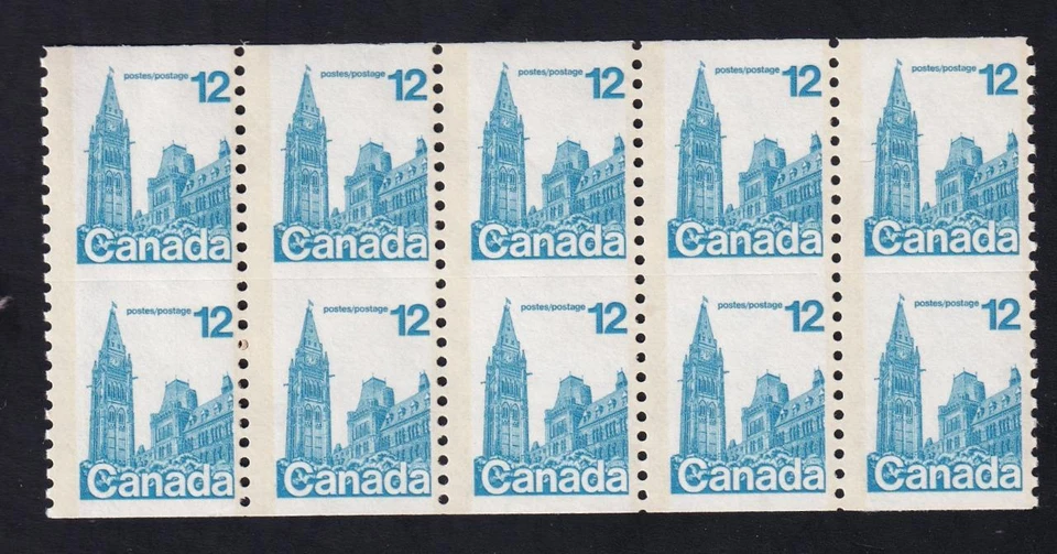 Canada 1977 Parliament 12¢, MNH coil horizontal imperf pane of 10, sc#729a - Image 1 of 1