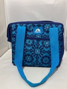 Blue w/ flowers Igloo insulated soft sided lunch box NWOT handles, zip closure