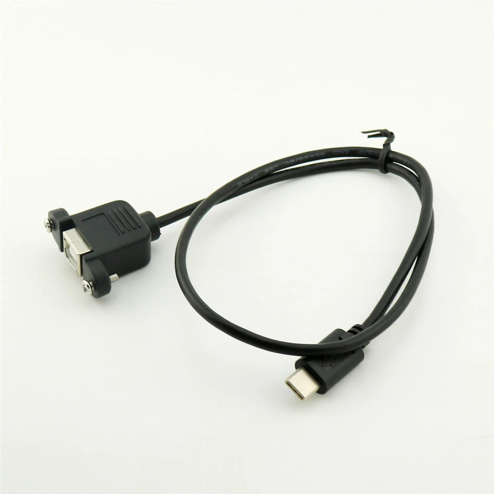 USB 2.0 B Female Socket Printer Panel Mount To USB Type C 3.1 Male Cable 50cm - Image 1 of 4
