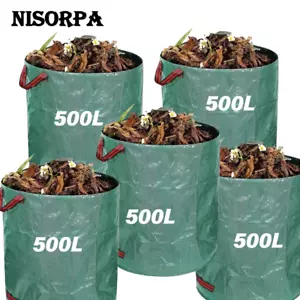 Nisorpa 5X 500 L GARTENSACK LAUBSACK RASENSACK GARTENABFALLSACK GARTENTASCHE - Bild 1 von 7