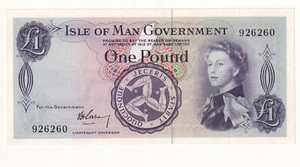 1961 Isle of Man £ 1 One Pound Banknote - P# 25 - aUNC - # 33894 - Picture 1 of 2