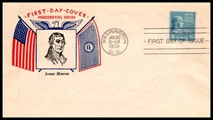 Scott 845 - 5 Cents Monroe Fidelity FDC Unaddressed Planty 845-5 - Picture 1 of 2
