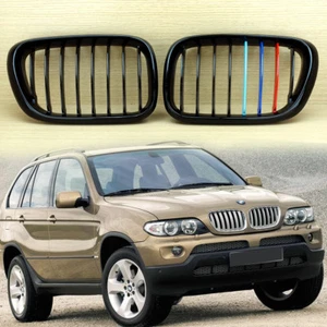 Front Kidney Hood Grille For BMW E53 SUV X5 Gloss Black M-color 2000-2003 - Picture 1 of 5