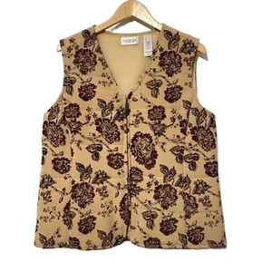 Villager Womens Vest Size L Floral Quilted Zip Front Casual Warm Winter Gift - Picture 1 of 4
