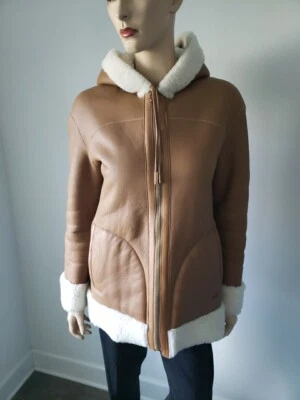Chaqueta Coach de piel de oveja tostada con capucha talla L reversible Foto 1 de 4