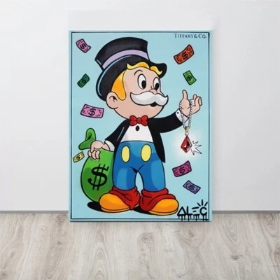 Alec Monopoly Canvas Print "Light Blue Mix-Up Holding Jewel Necklace" Wall Art - Image 1 of 4