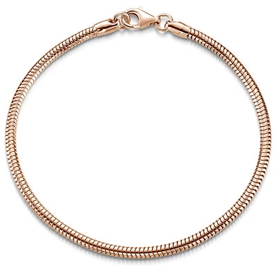 MATERIA Rosegold Schlangenkette Armband 3mm 925 Silber Damen Armband vergoldet - Bild 1 von 4