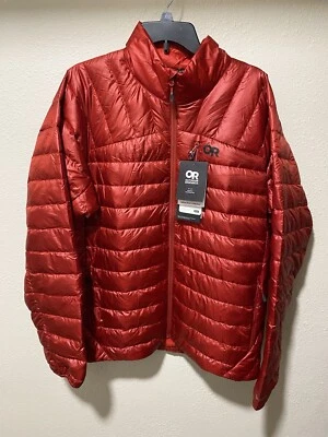 Outdoor Research 氦气羽绒夹克男式 XL 码蔓越莓 800 FP — 第 1/4 张图片