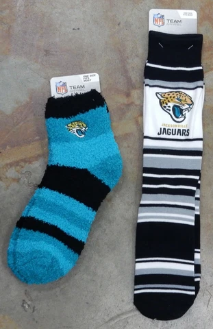 2 Pack NFL Jacksonville Jaguars Socks Gift Sleep Soft Mas Stripes Dress One Size Cover