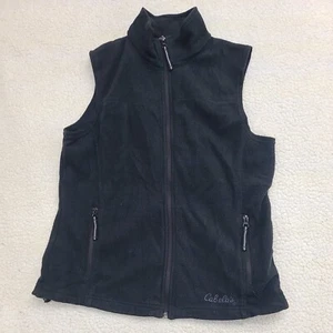 Cabelas Vest Womens Medium Black Fleece Jacket Full Zip Outerwear Polyester - Picture 1 of 12