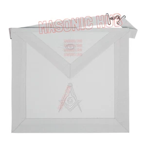 Master Mason Blue Lodge Schürze - maschinengestickt mit Kompass und Quadrat - Bild 1 von 5