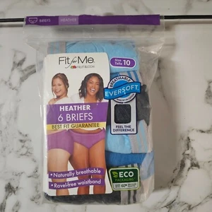 Fruit of The loom Womens Fit For Me 6 Pk Heather Multi-Color Briefs Breathable - Picture 1 of 18