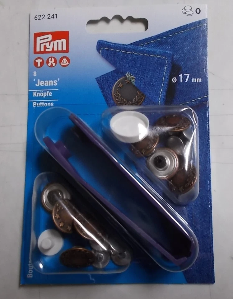 8 Jeansknöpfe 17mm Lorbeerkranz Altkupfer Jeans Knöpfe mit Werzkeug Prym 622241 - Bild 1 von 1
