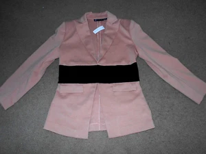 NWT Jones & CO New York Womens Jacket Blazer Peach w/ Black Waist Medium Casual - Picture 1 of 8