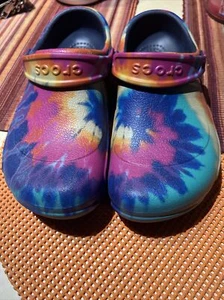 Tie-Dye Colored crocs Good Condition Womens Size 9 Men's 7 Non- Slip Worker - Picture 1 of 4